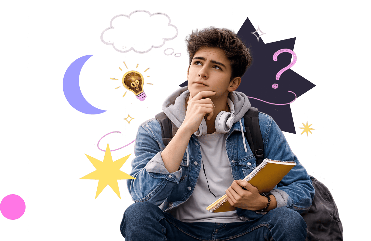Estudiante pensando qué carrera estudiar
